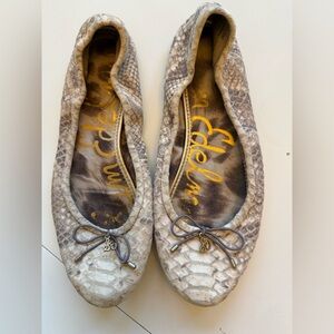 Sam Edelman Beige Snakeskin Flats